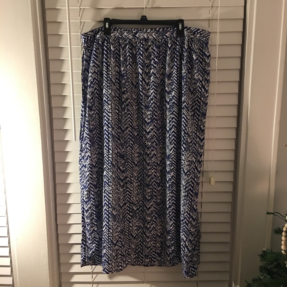 Blue/White Chevron Maxi Skirt *POCKETS*